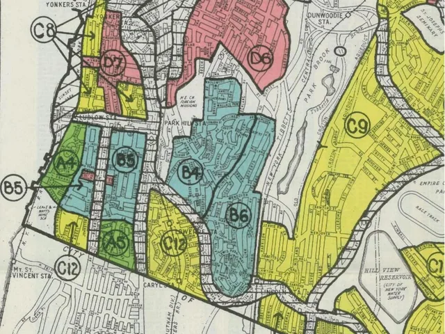 1937 Home Owners' Loan Corporation map showing Lower Westchester County, including Yonkers.
